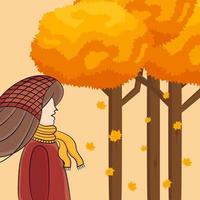 Character in autumn background vector