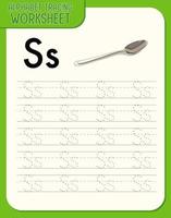 Alphabet tracing worksheet with letter S and s vector