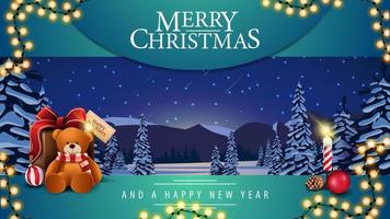 Merry Christmas and a happy New Year postcard vector