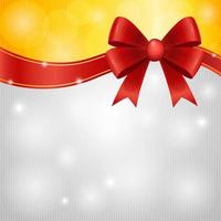 Red Ribbon Bow with Glowing Gold and Silver Background vector