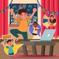 Fun Celebration New Year with Video Call vector