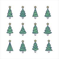 Christmas Tree Line Concept Collection vector