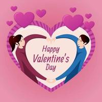 Pink Valentine Concept with Couple Holding Hands vector