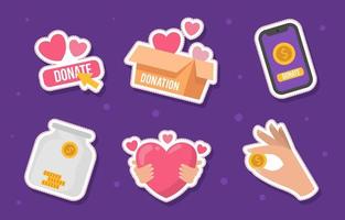 Cute Donation Sticker Collection vector