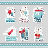 Set of New Year Stickers vector