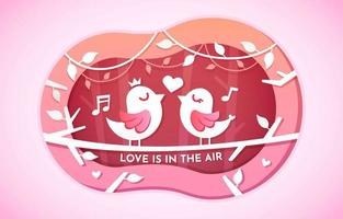 Valentine day in paper style illustrations vector