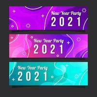 gradiente colorido fiesta de año nuevo 2021 banner colección vector