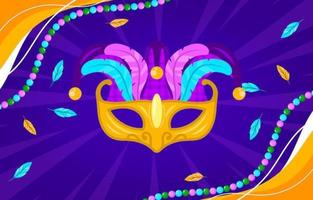 Máscara de mardi gras de colores y fondo de cuentas vector