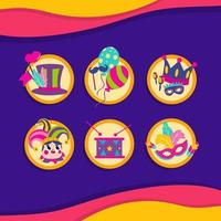 Colorfull Mardi Grass Sticker Set vector