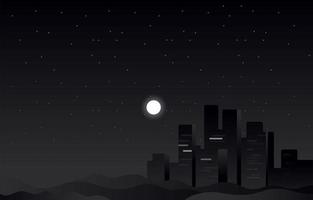 Dramatic Night Cities Skyline Background vector