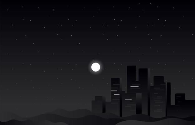 Dramatic Night Cities Skyline Background