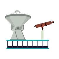 Space satellite and telescope on platform vector