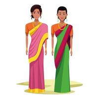 personaje de dibujos animados de avatar de mujeres indias vector