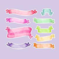 Watercolor Ribbons Sticker Collection vector