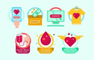 Set of Donation Program Labels vector