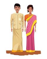 Indian couple cartoon characters vector