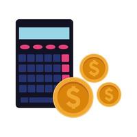 Calculator with gold coins vector