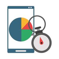 Smartphone with statistics graph and timer vector