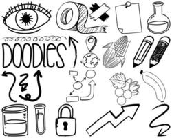 Set of item and symbol hand drawn doodle vector