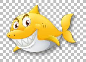 Shark smiling cartoon character on transparent background vector