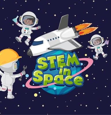 Stem in space logo and astronaut in the space background