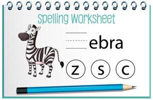 Find missing letter with zebra vector