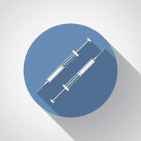 Insulin syringe flat icon with long shadow vector