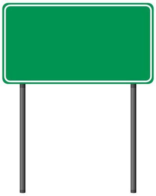 Empty green traffic banner on white background