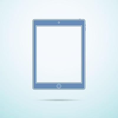 Tablet flat icon on blue background