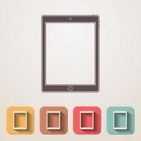 Tablet flat icons set fadding shadow effect vector