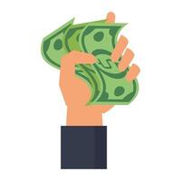 Hand holding money vector