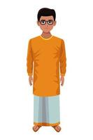 Indian boy wearing traditional hindu clothes vector