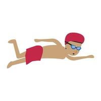 Man swimming with googles cartoon isolated vector