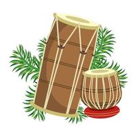 Indian table drums with leaves vector