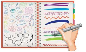 Hand drawing medical science element doodle on notebook vector