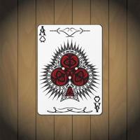 Ace of clubs poker card wood background vector