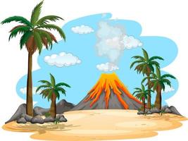 Volcanic eruption outdoor scene background vector