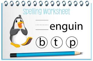 Find missing letter with penguin vector