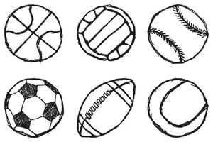 Ball sketch set with shadow isolated on white background 2285980 Vector