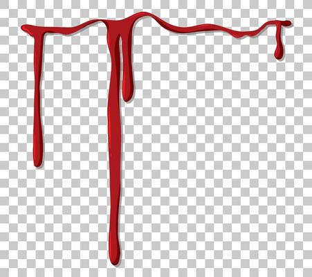 Red dripping blood on transparent background