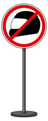 No helmet sign with stand isolated on white background