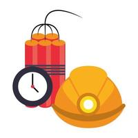 Worker helmet and detonator with timer vector