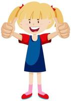 A girl with thumbs up posing in happy mood isolated vector