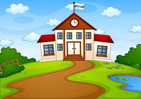 Empty scene with school building in nature vector