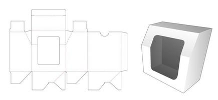 caja de regalo biselada con plantilla troquelada de ventana vector