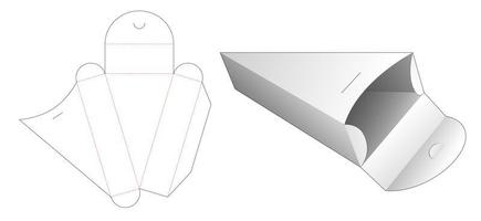 Cardboard triangular shaped box die cut template vector