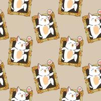 Seamless kawaii cat going out from a picture pattern vector