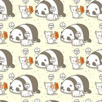 Seamless kawaii cat shouting to wake up friends pattern vector