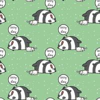 Seamless kawaii panda and cat lazy day pattern vector