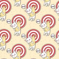 Seamless kawaii cat hanging from goal with arrow pattern vector